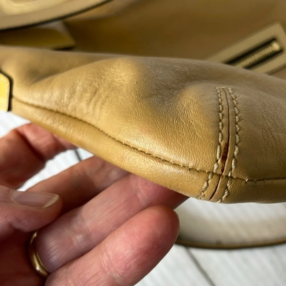 Coach Bonnie Crossbody Purse Camel Sand Leather Foldover Shoulder Bag - Picture 11 of 15